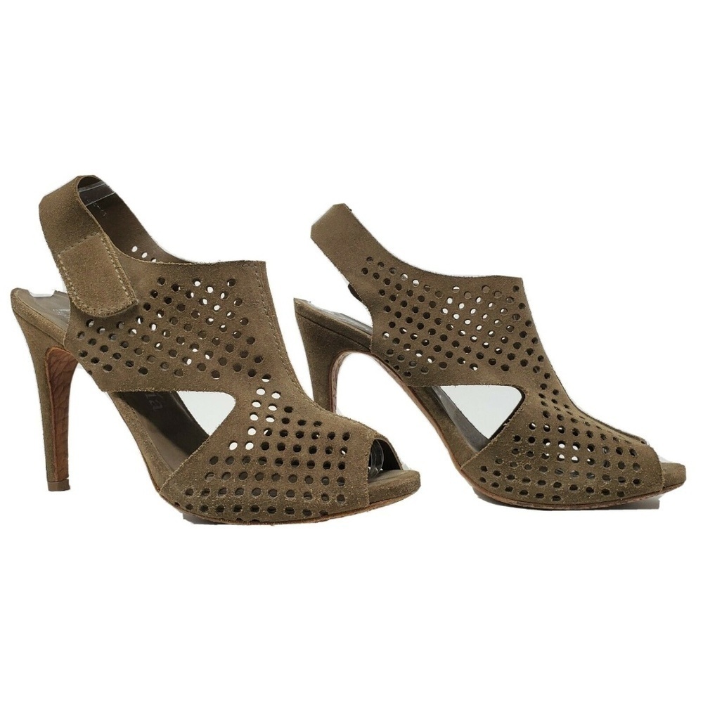 Pedro Garcia Sofia Perforated Suede Peep-Toe Booty